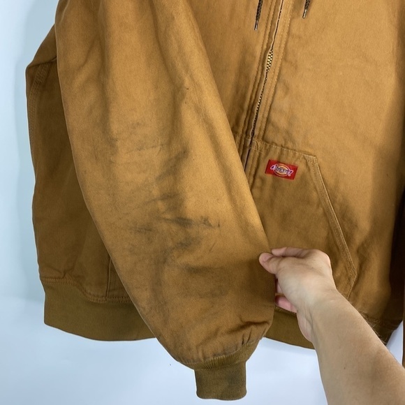 Vintage Dickies Brown Canvas Insulated Hooded Chore Barn Jacket XL - Picture 4 of 14
